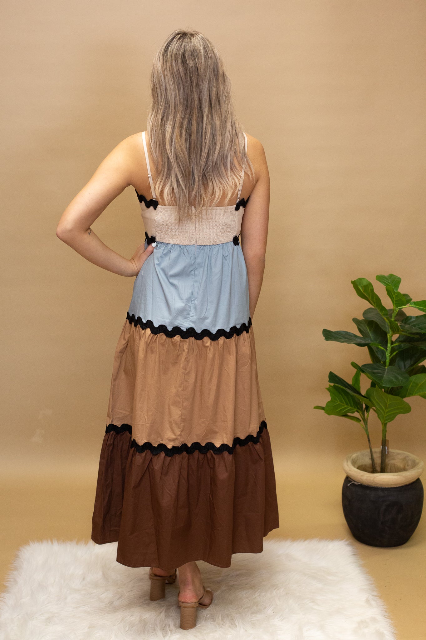 Brown/Blue Multi Maxi Dress