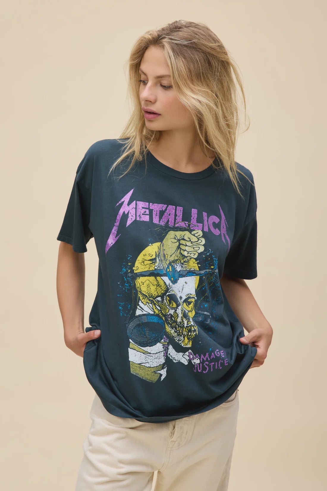 llica Damaged Justice Tシャツ Mサイズ DayDreamer Metallica Damaged Justice Merch Tee Black – Southern