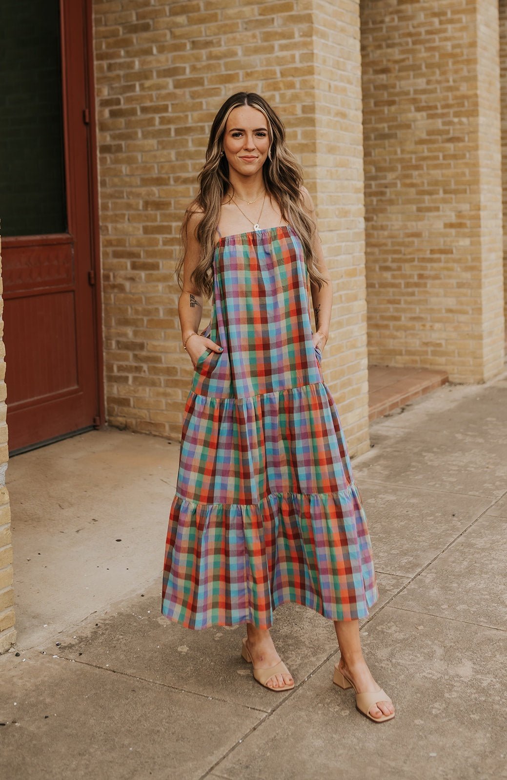 brown gucci dress SPG STRAP PLAID MAXI DRESS – Aesthetic Boutique