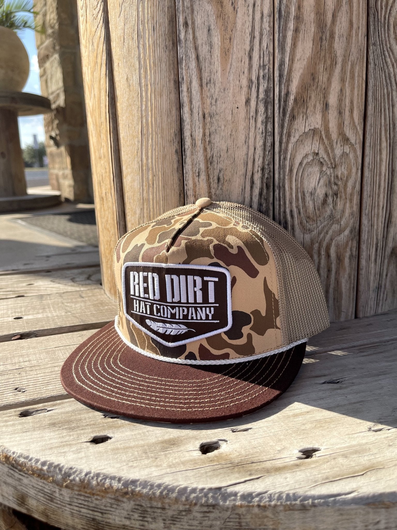 Red Dirt Hat Co. Old Skool Duck Camo and Tan Youth Mesh Cap main image 0