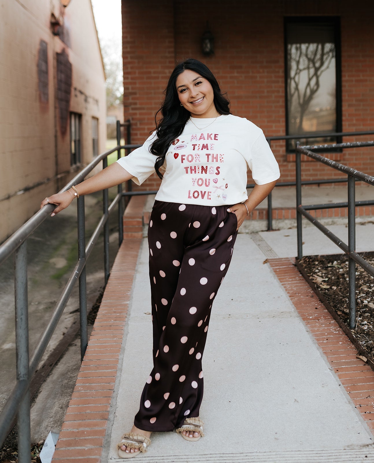 Burgundy/Pink Dots Wide-Leg Satin Pants DP58506 – Southern Soule