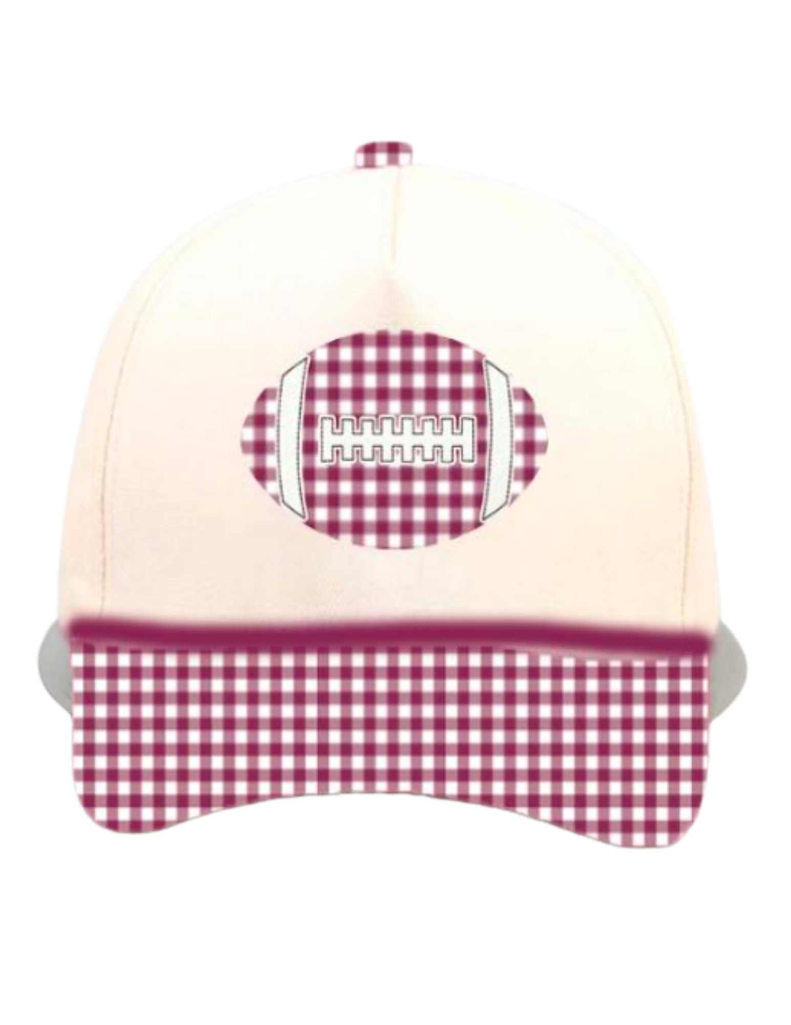 Maroon Gingham Football Canvas Cap