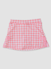 Girls Bubblegum Gingham Active Bow Skort