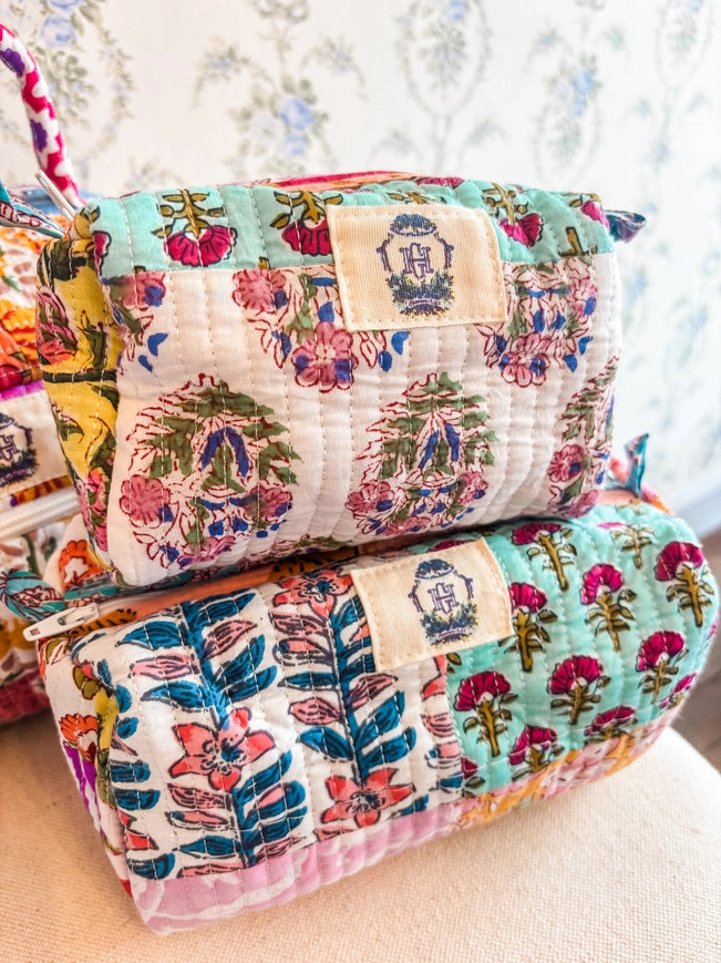 Wildflower Patch Quilted Cosmetic Bag set of 3
