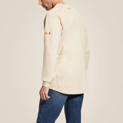 Ariat Men's FR Air Crew Long Sleeve T-Shirt Sand Heather 10022328