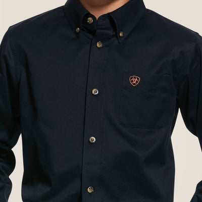 Ariat 10030161 Boys Twill Ls Black