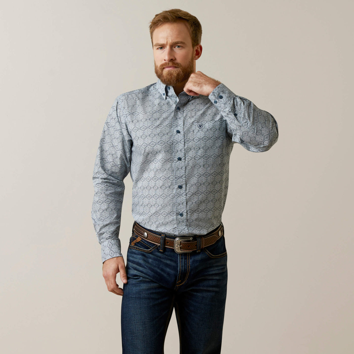 Ariat MNS Orville Fitted Long Sleeve Blue