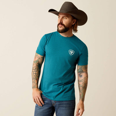 Ariat 10052036 MNS Stacks Tee Cyan Black Heather