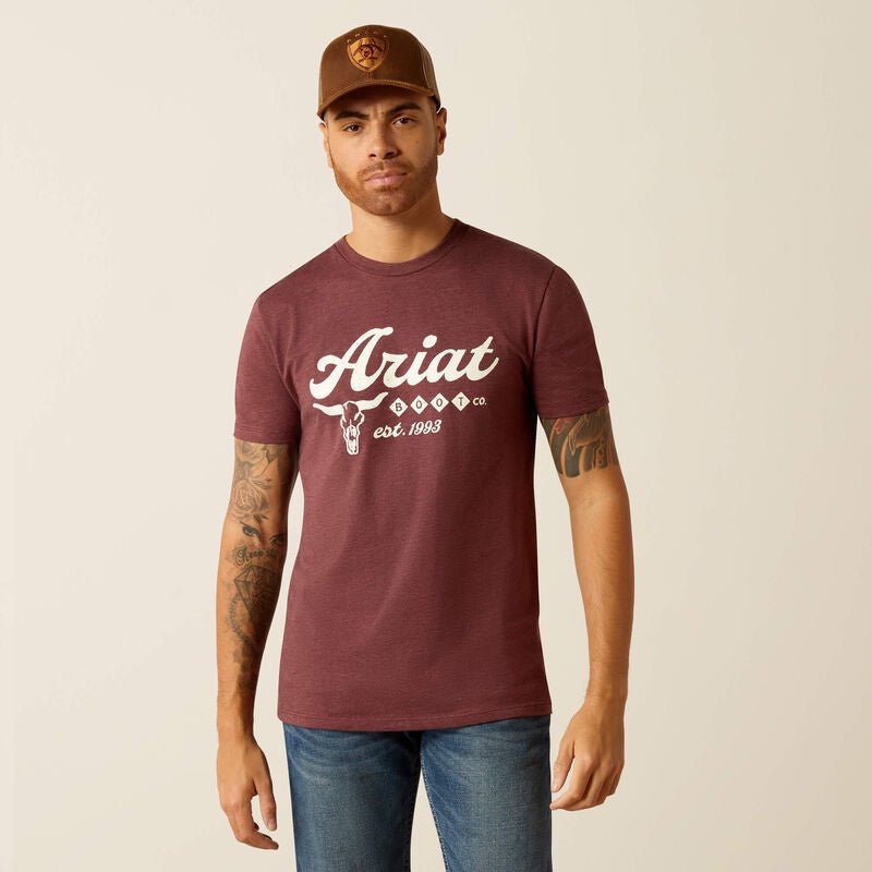 10052504 MNS Ariat Est Boot Co. Tee Maroon Heather - Southern Soule Designs