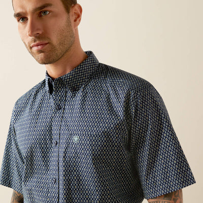 Ariat Men's Clark Classic Fit Short Sleeve Shirt Navy 10054817