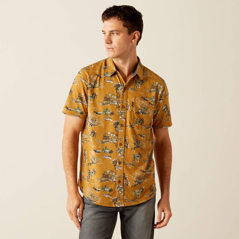 Ariat Men's Retro Short Sleeve Shirt Mocha 10058839