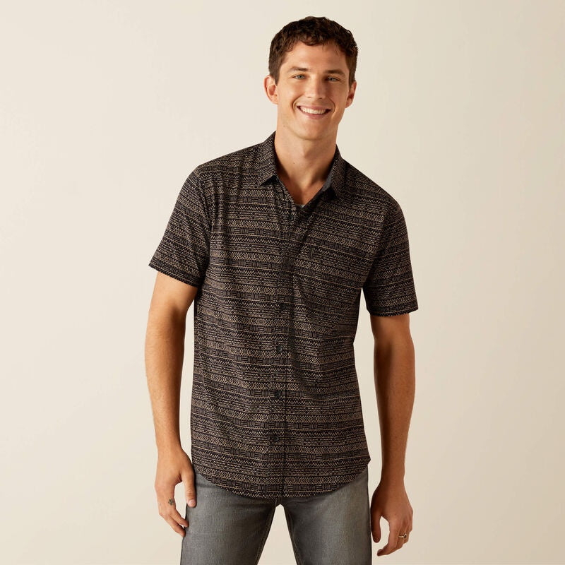 Ariat Men's Retro Short Sleeve Shirt Black Stripe 10058840