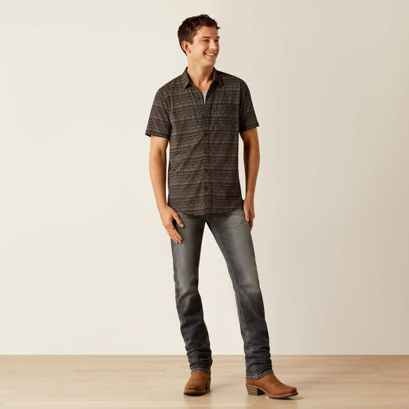 Ariat Men's Retro Short Sleeve Shirt Black Stripe 10058840
