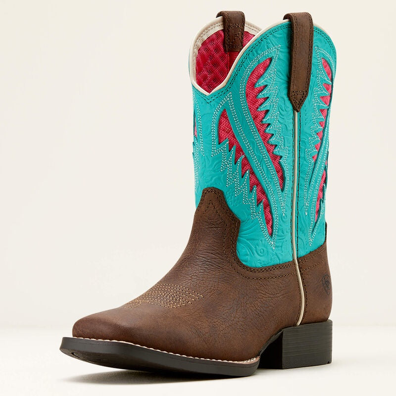 Ariat Youth Quickdraw VentTEK Boot Rich Clay/Turquoise Floral Emboss 10061194