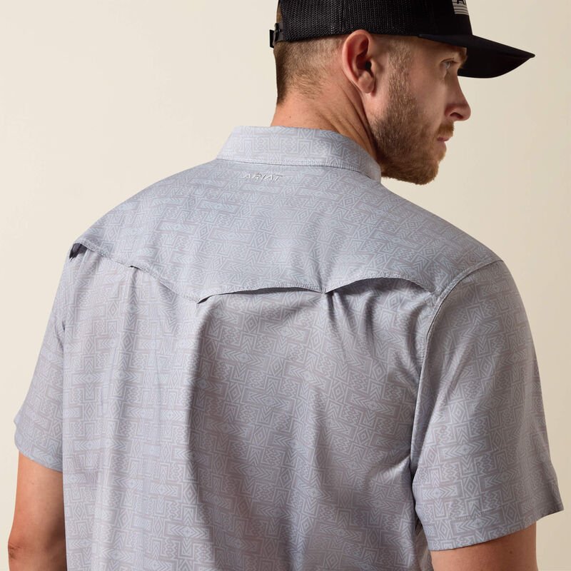 10071044 MNS Printed VentTEK Western Fitted Snap Shirt Sky Rocket SS - Southern Soule Designs