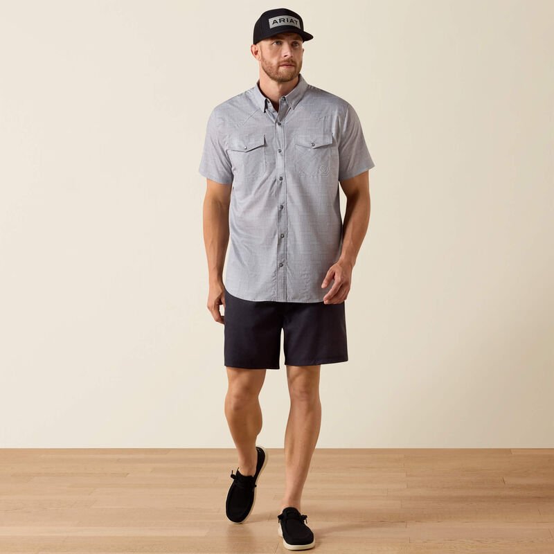 10071044 MNS Printed VentTEK Western Fitted Snap Shirt Sky Rocket SS - Southern Soule Designs