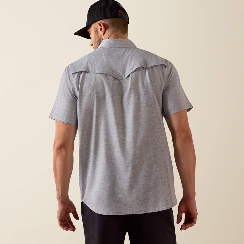 10071044 MNS Printed VentTEK Western Fitted Snap Shirt Sky Rocket SS - Southern Soule Designs