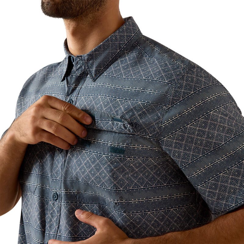 10071048 MNS Printed VentTEK Outbound Fitted Shirt DARK DENIM SHORT SLEEVE - Southern Soule Designs