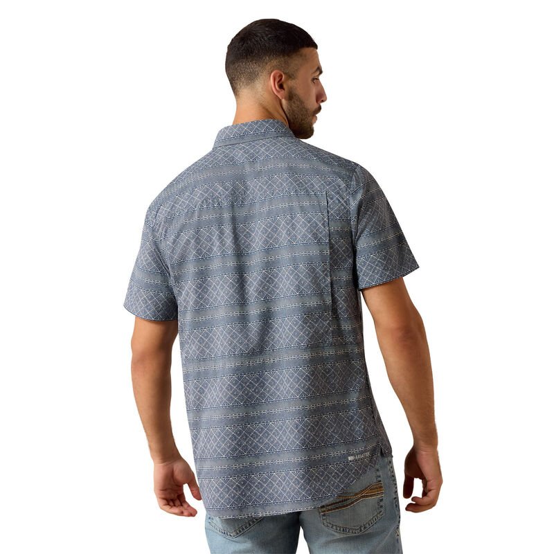 10071048 MNS Printed VentTEK Outbound Fitted Shirt DARK DENIM SHORT SLEEVE - Southern Soule Designs