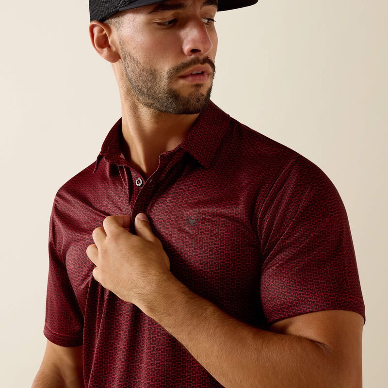 10071092 MNS All Over Print Fitted Polo CHILI PEPPER TRIBE GEO PRINT SHORT SLEEVE - Southern Soule Designs
