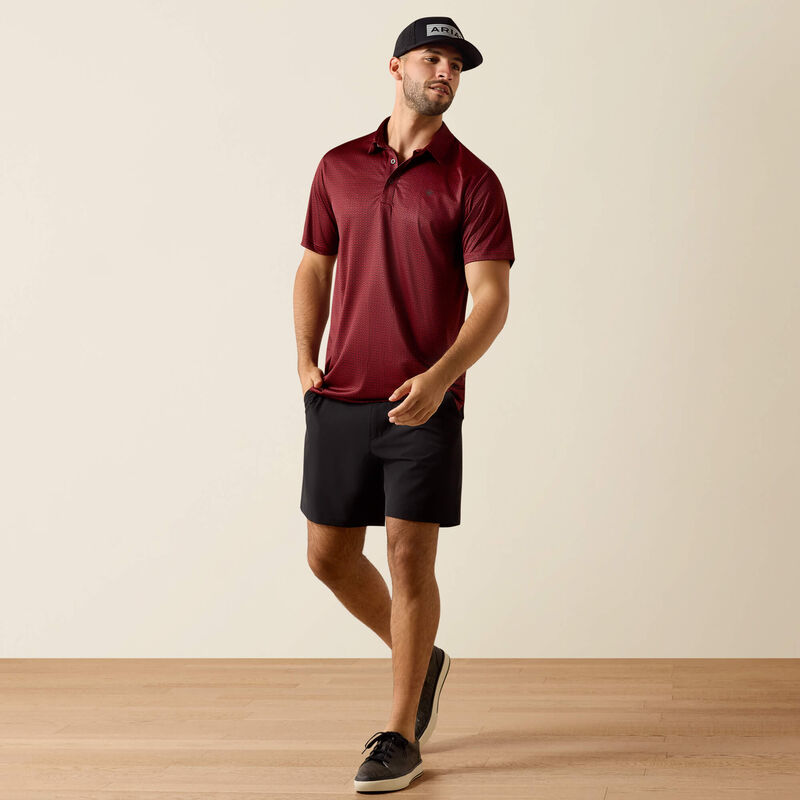 10071092 MNS All Over Print Fitted Polo CHILI PEPPER TRIBE GEO PRINT SHORT SLEEVE