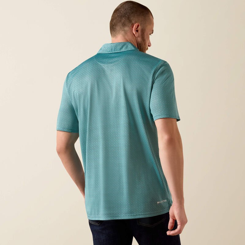 10071492 MNS All Over Print Polo ANGEL BLUE MOD GEO PRINT SHORT SLEEVE - Southern Soule Designs