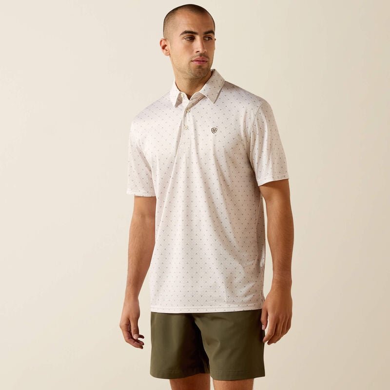 10071496 MNS All Over Print Polo MOONBEAM STEER PRINT SHORT SLEEVE - Southern Soule Designs
