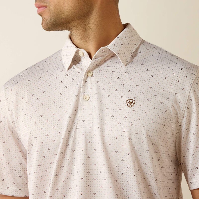10071496 MNS All Over Print Polo MOONBEAM STEER PRINT SHORT SLEEVE - Southern Soule Designs