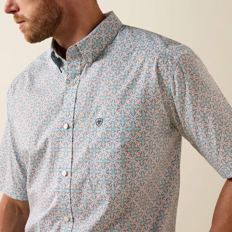 10071730 MNS Pier Classic Fit Shirt BLUE ELIXIR SOUTHWEST PRINT SHORT SLEEVE - Southern Soule Designs