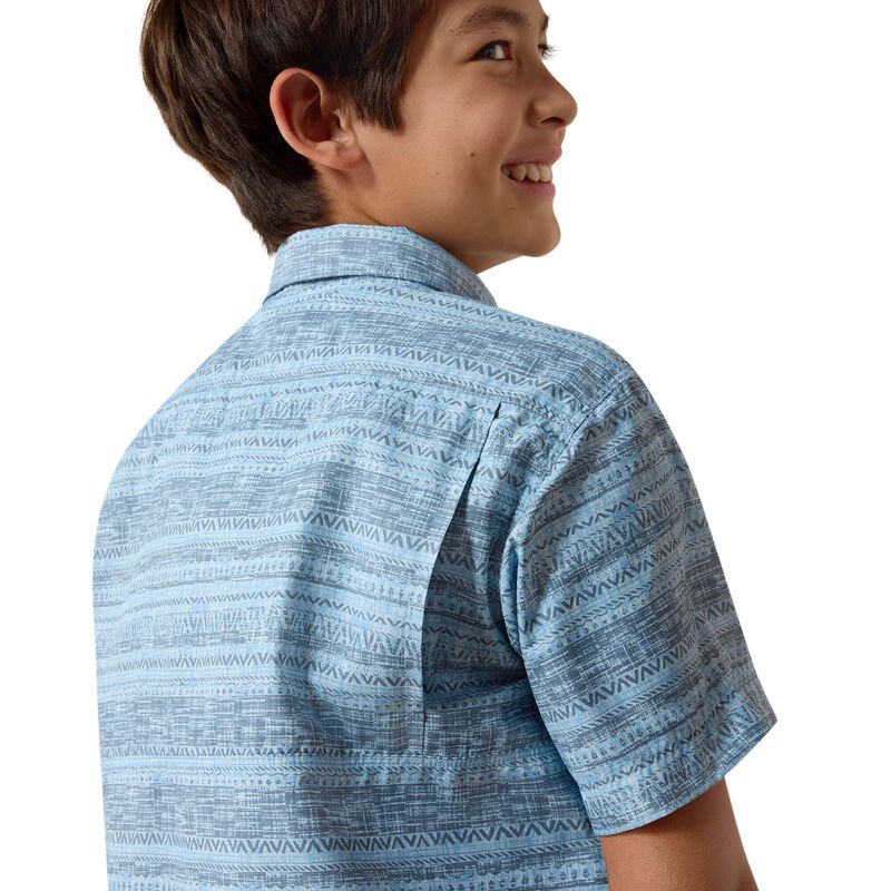 10071798 YTH Printed VentTEK Outbound Shirt BLISSFUL BLUE SHORT SLEEVE - Southern Soule Designs