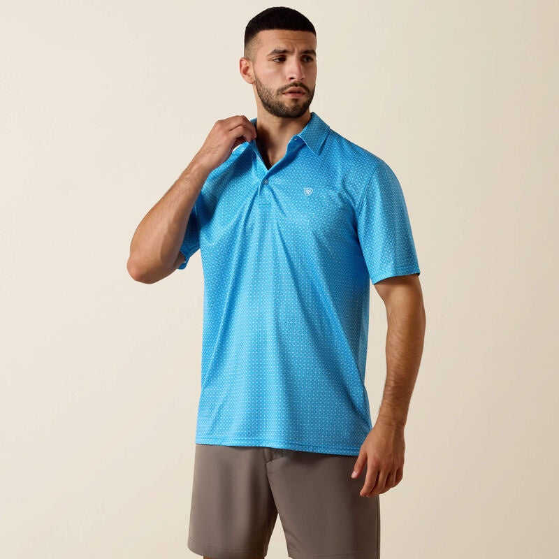 Ariat Men's Ibiza Blue Mini Geo Print Polo 10073468
