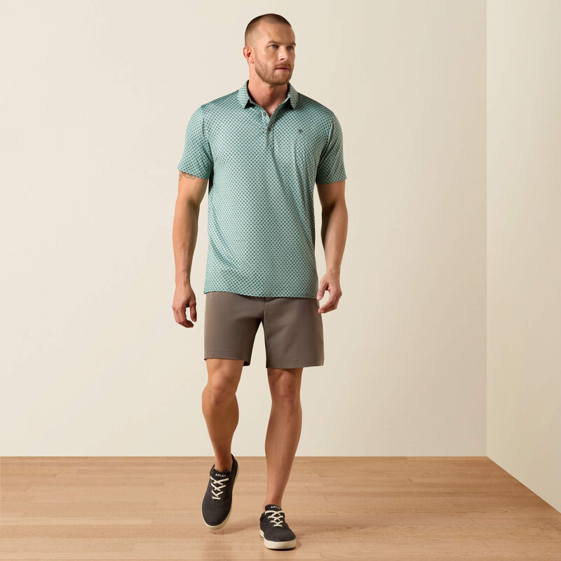 Ariat Men's All Over Beach Glass Southwest Diamond Polo 10073585