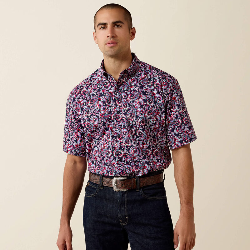 Ariat Men's Bennie Evening Blue Paisley Print Classic Shirt 10073590