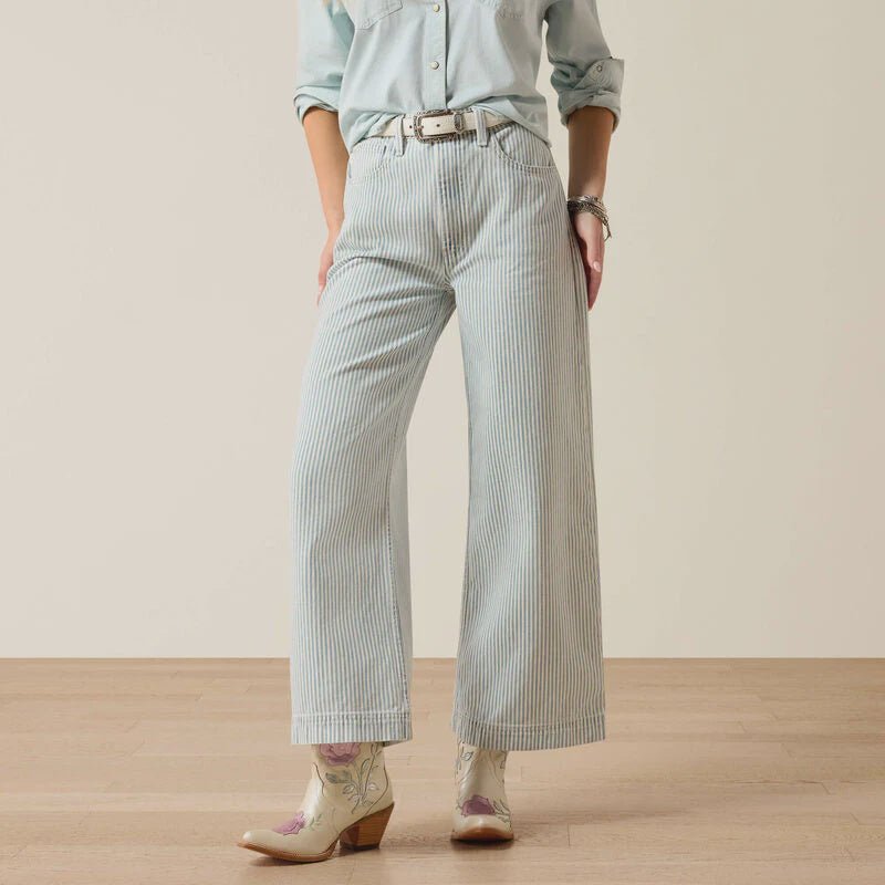 10073890 WMS Ultra High Rise Jazmine Wide Leg Jeans BLUE & WHITE DENIM STRIPE - Southern Soule Designs
