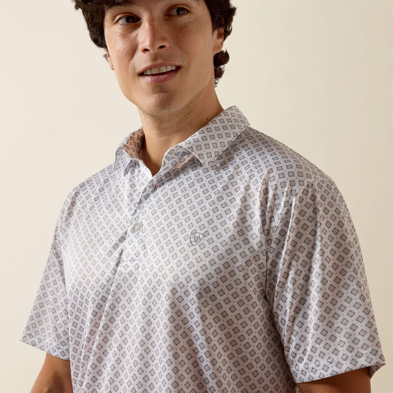 Ariat Men's White Multi Geo Print Polo 10076068