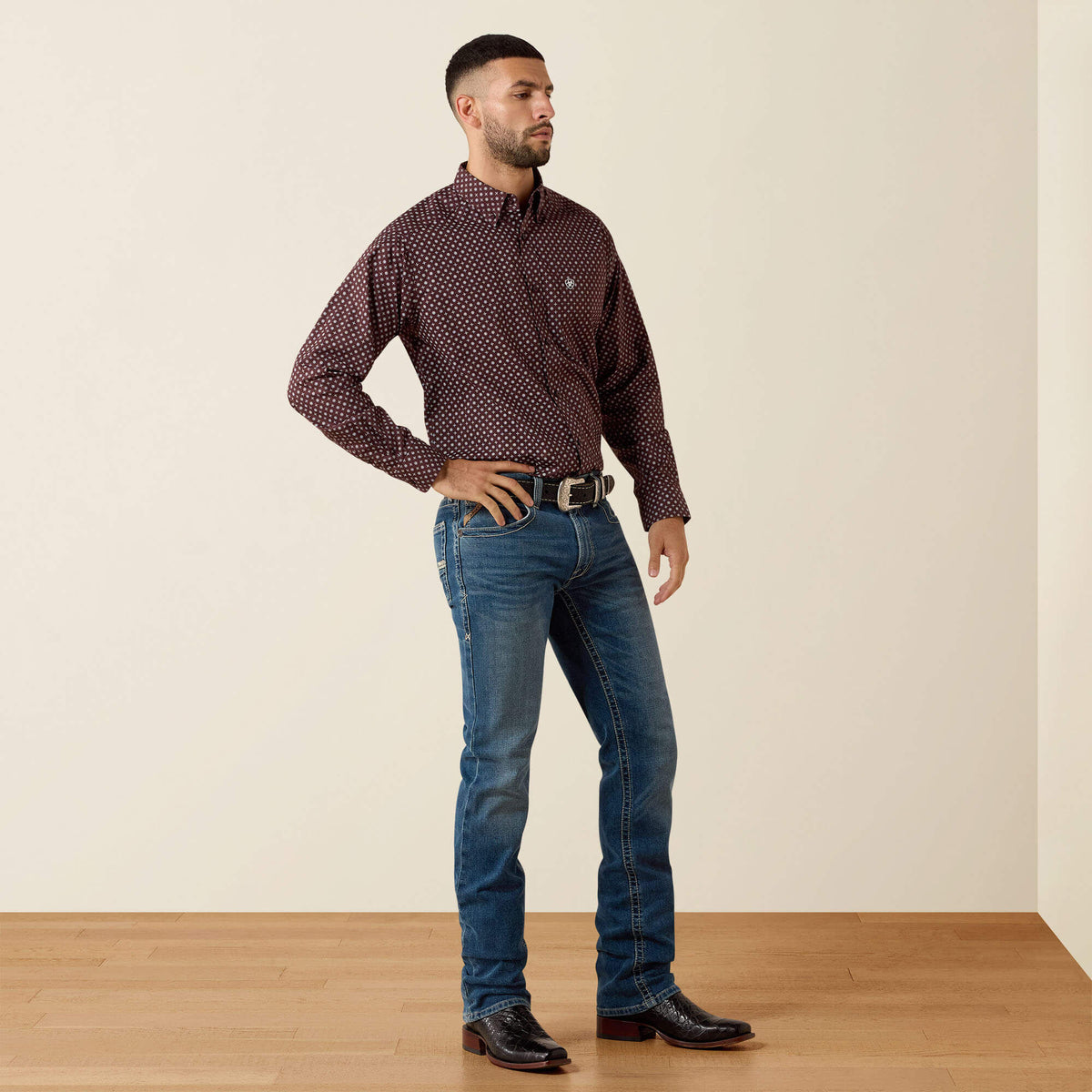 Ariat Men's Contstantine Classic Fit Shirt Fudge Medallion Print 10079623