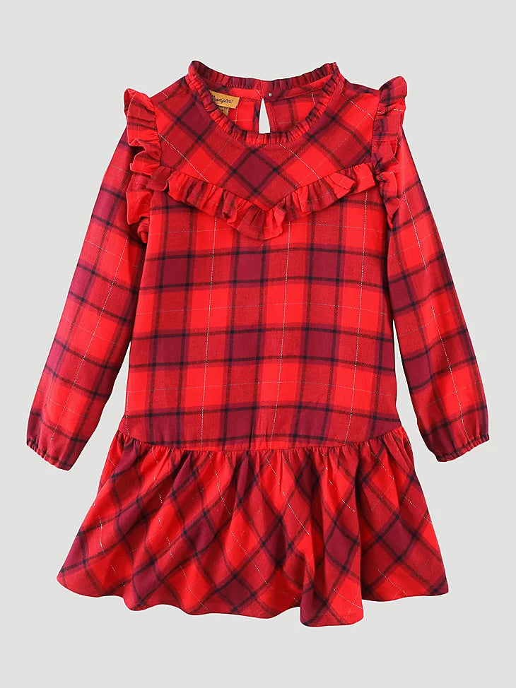 Wrangler 112338539 Girls Red Flannel Dress