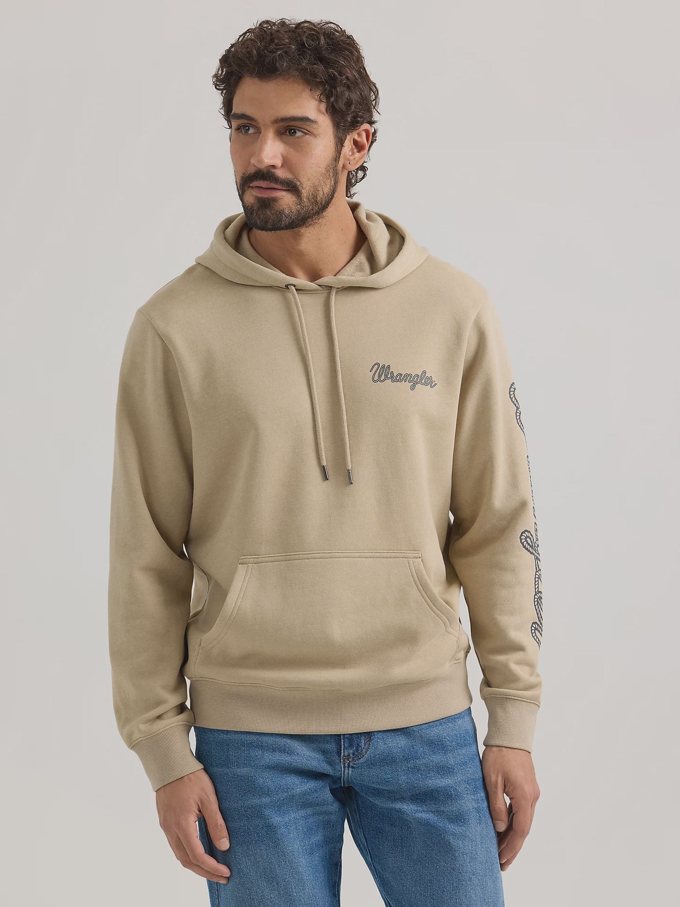 112350082 MNS WRG Trench Coat Heather Rope Logo Hoodie
