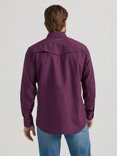 112352659 WRG MNS Plum Performance Long Sleeve Snap
