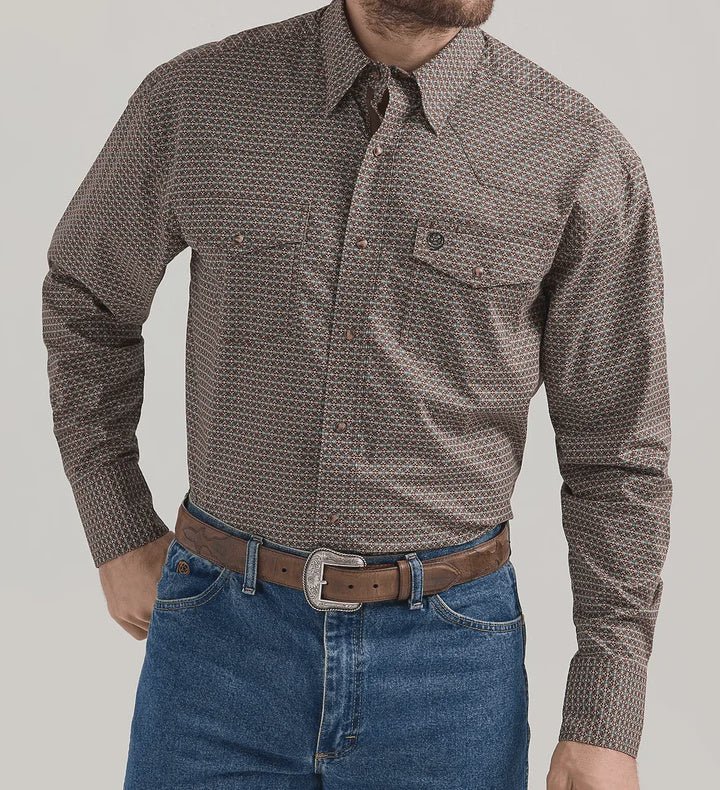 112352746 Geo Walnut George Strait Troubadour LS Snap - Southern Soule Designs