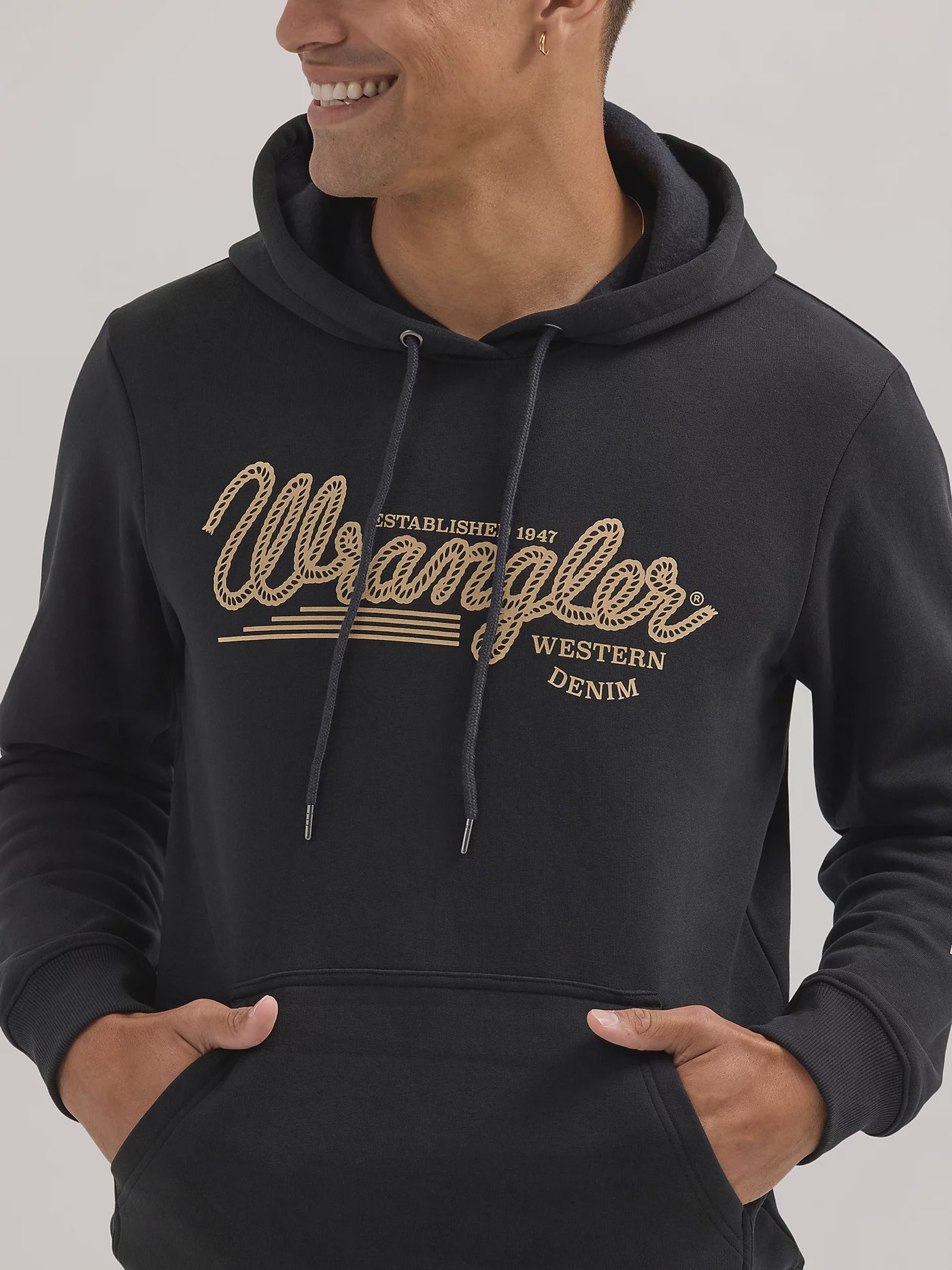 Wrangler Logo Arm Hit Pullover Hoodie Jet Black 112354228