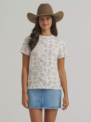 Wrangler Women's All Over Print Slim Tee Cream Lasso 112379509