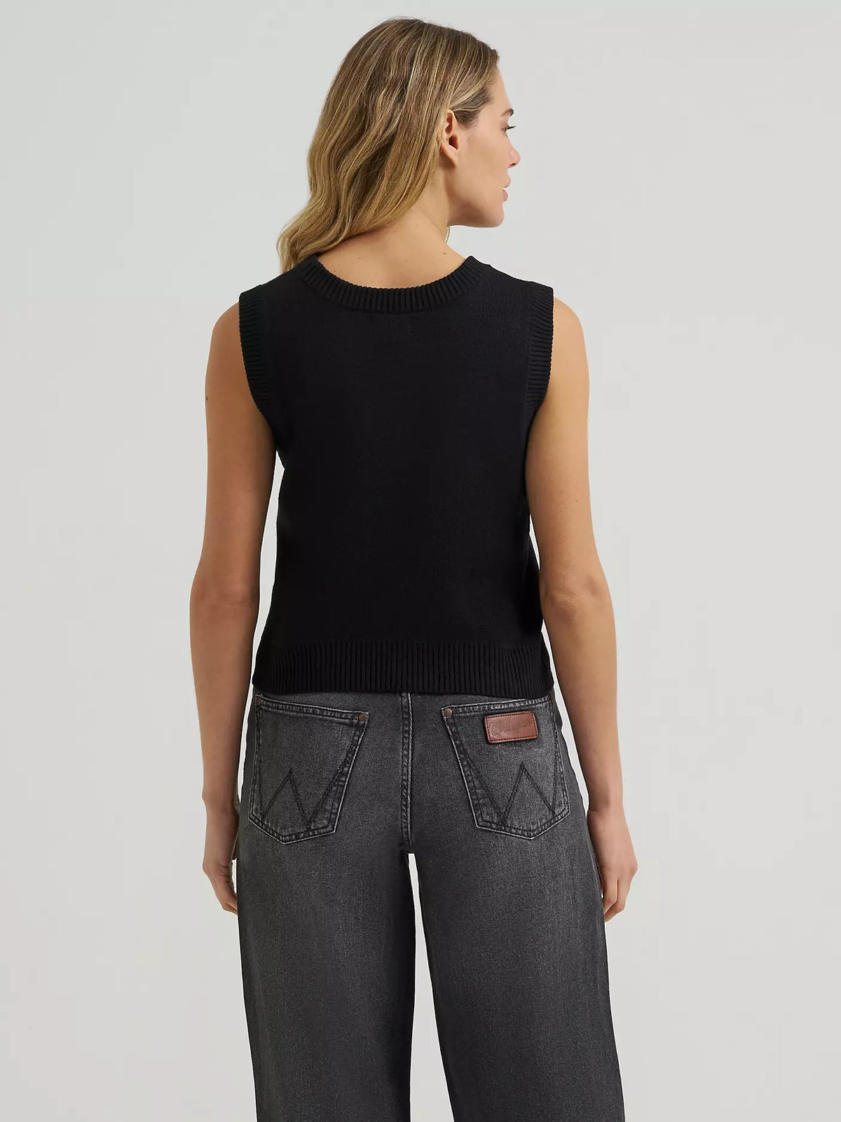 Wrangler Women's Black Western Stitch Sweater Vest 112385440