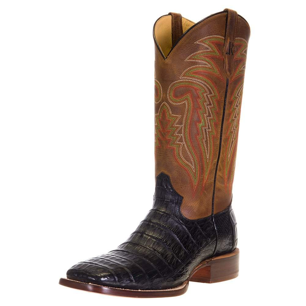 R. Watson Black Caiman Tail & Tan Boots RW3000-2