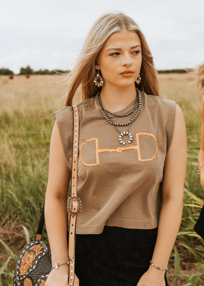 Brown Bit Muscle Tee