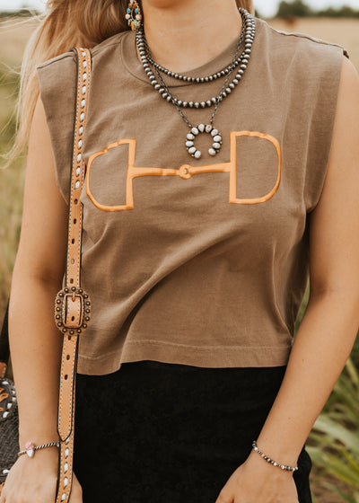 Brown Bit Muscle Tee