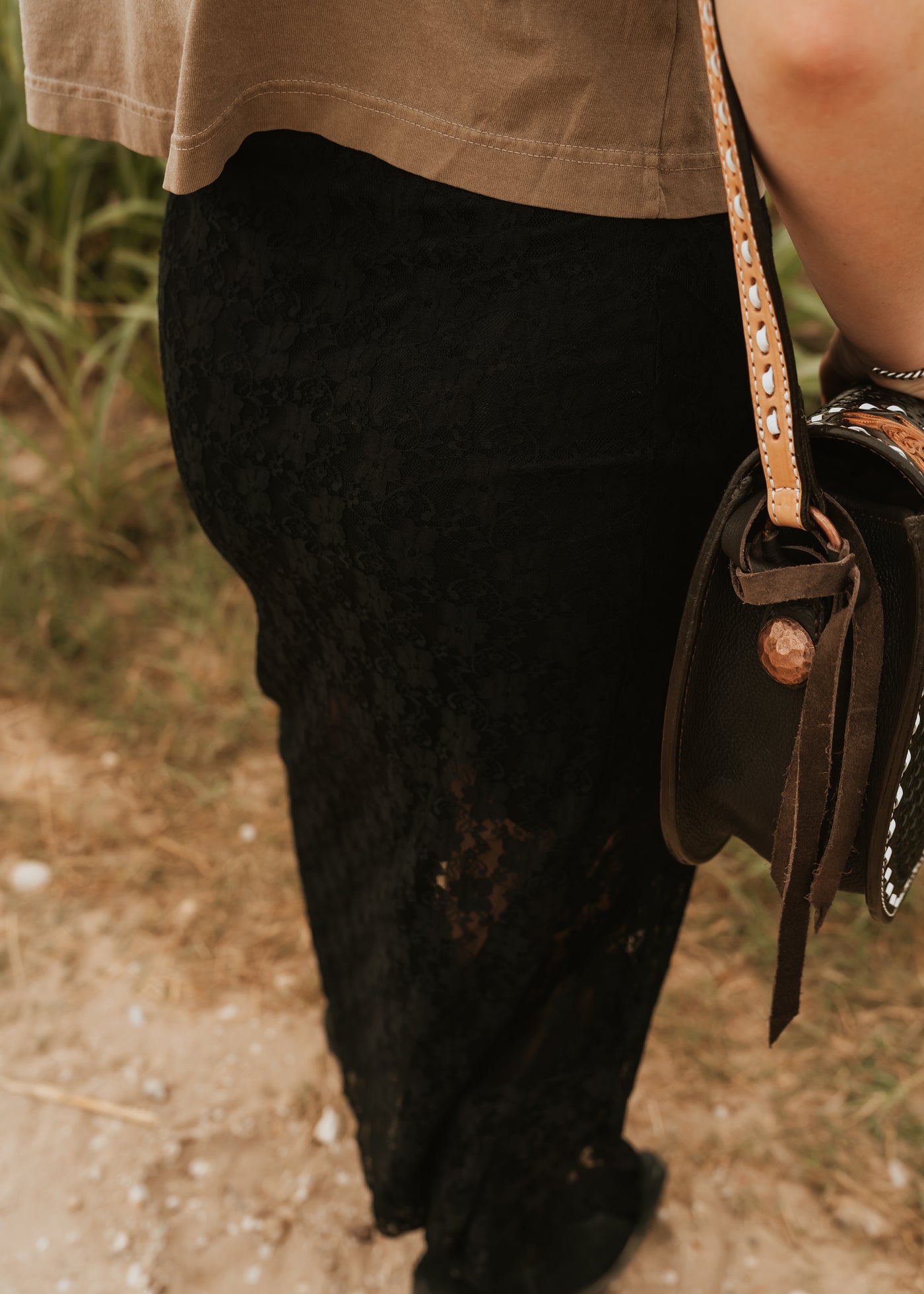 Black Lace Maxi Skirt TBS13804