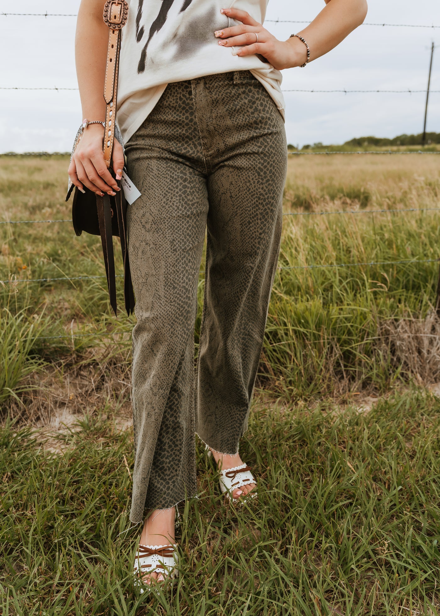 Olive Snake Print Pants P5223