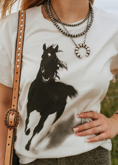 Girl Dangerous Wild Horse Natural Vintage Tee SU225-119