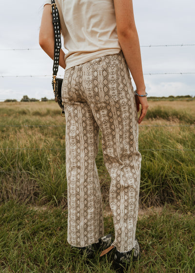 Beige Snake Print Pants P5222